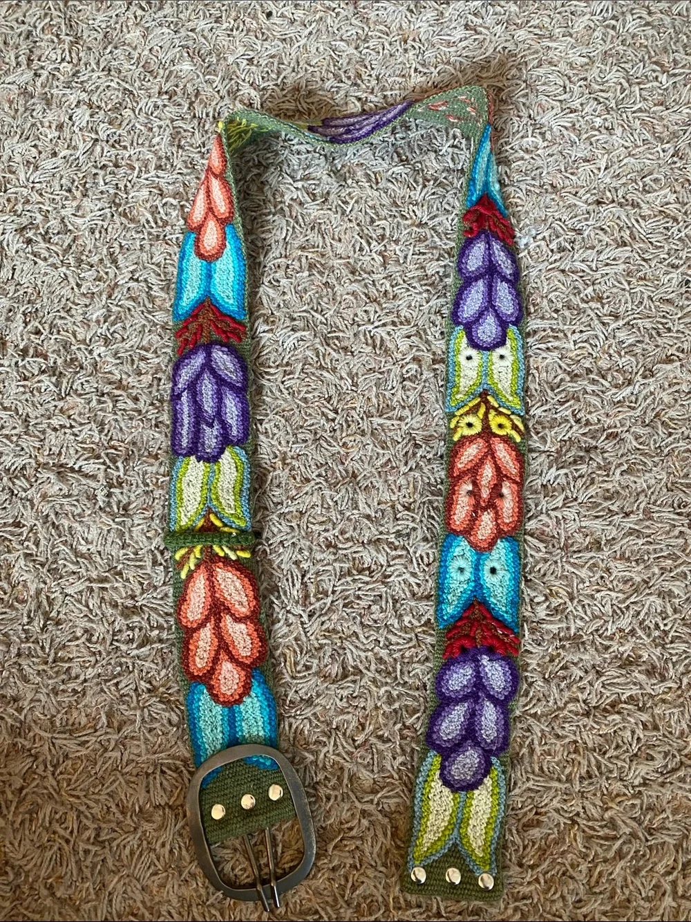 Soul Flower Vibrant Multicolor Embroidered Floral Belt